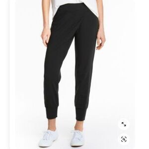 Garnet Hill Asymmetrical-Front Pleated Knit Black Joggers/Travel Pant Size Small
